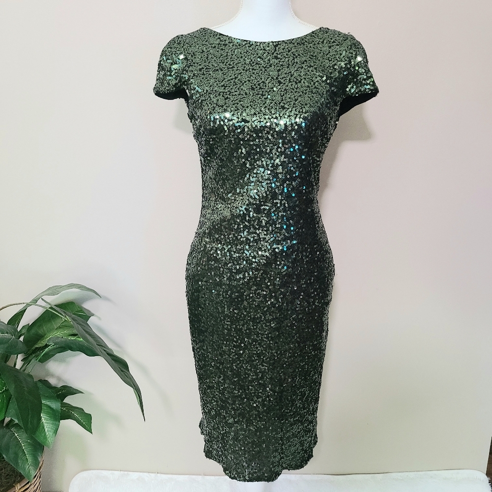Badgley Mischka Sequin Evergreen dress 6